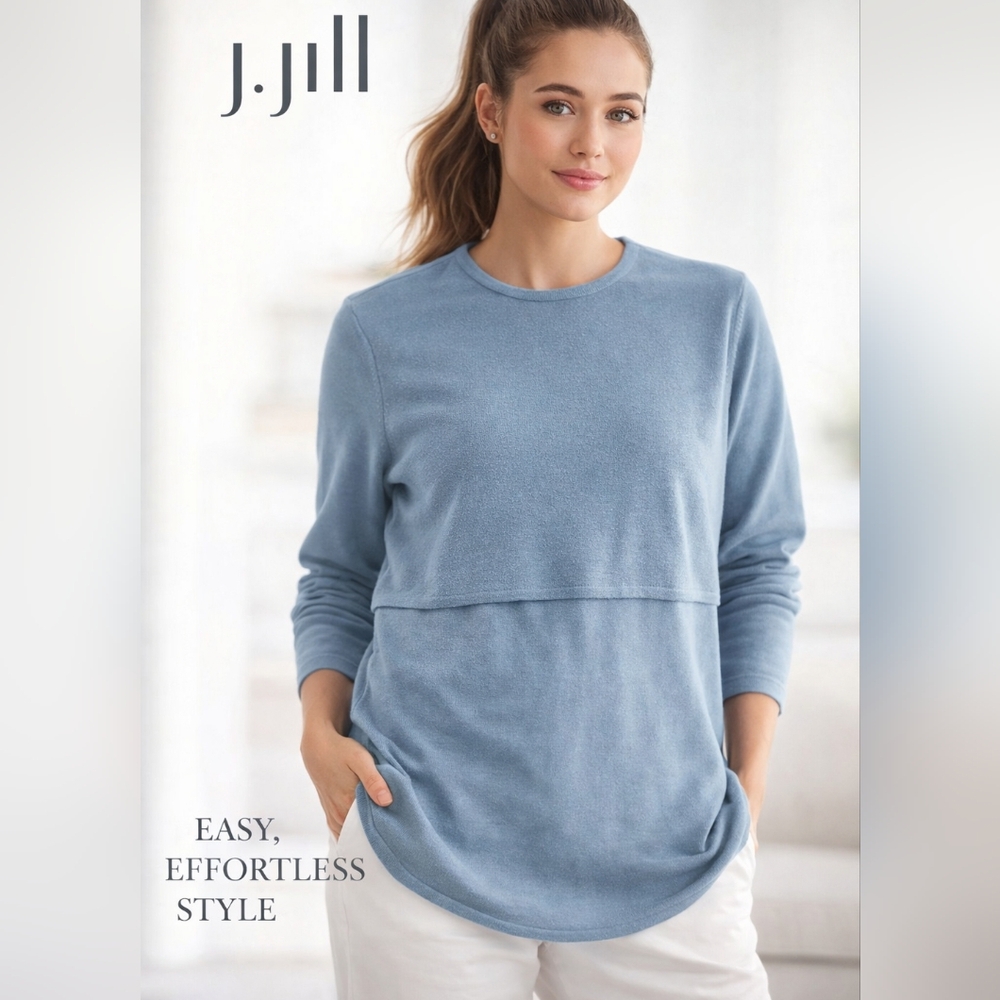 J.Jill Tunic Wool Blend Crew Neck Sweater Sz M  ( fits large)